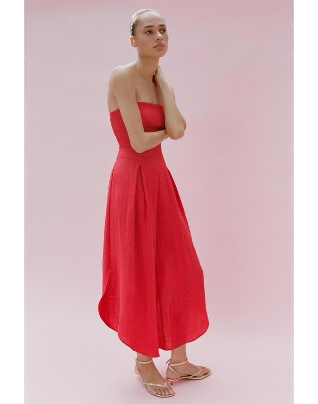 자라 자라 오프숄더 비대칭 와이드 점프수트 8852/741/600 RED 레드 착용컷