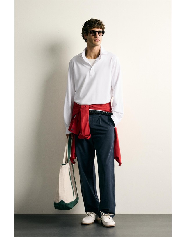 자라 자라 레귤러핏 소프트 긴팔 폴로셔츠 5588/747/250 WHITE 화이트 착용컷