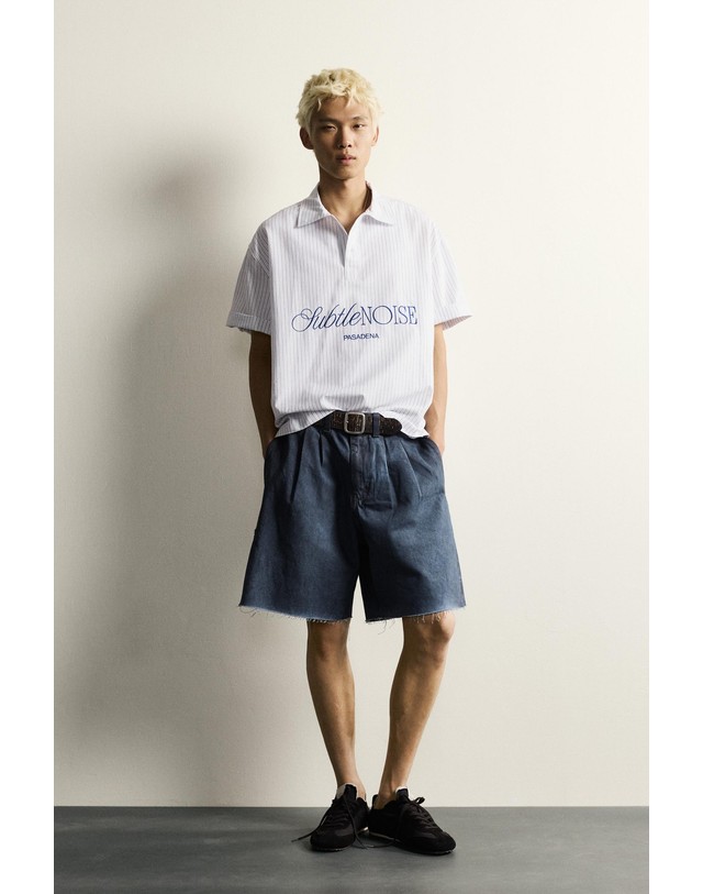 자라 자라 릴렉스핏 스트라이프 반팔 폴로셔츠 7446/470/104 STRIPED 화이트 착용컷
