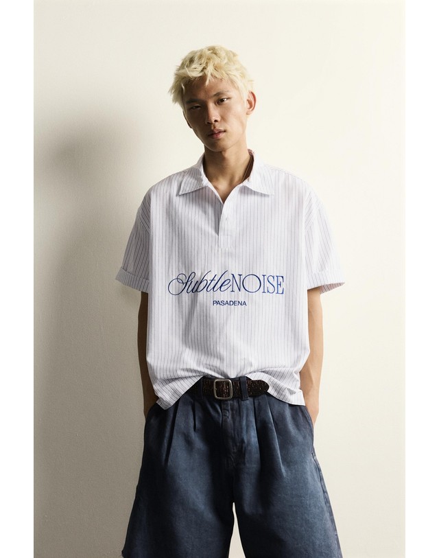 자라 자라 릴렉스핏 스트라이프 반팔 폴로셔츠 7446/470/104 STRIPED 화이트 착용컷