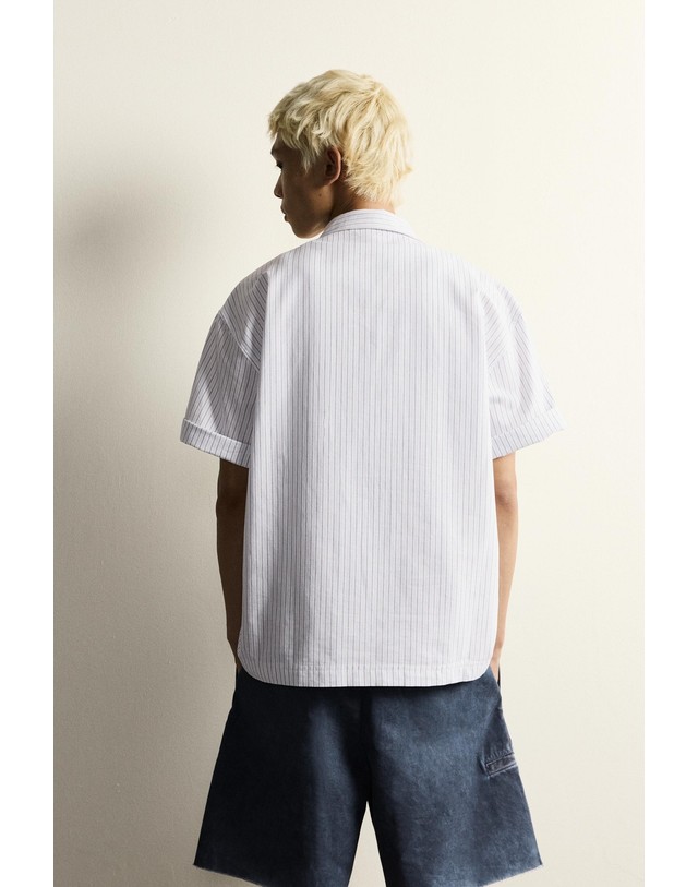 자라 자라 릴렉스핏 스트라이프 반팔 폴로셔츠 7446/470/104 STRIPED 화이트 착용컷