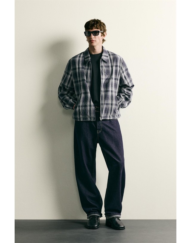 자라 자라 릴렉스핏 체크 코튼 자켓 3046/300/400 BLUE 블루 착용컷