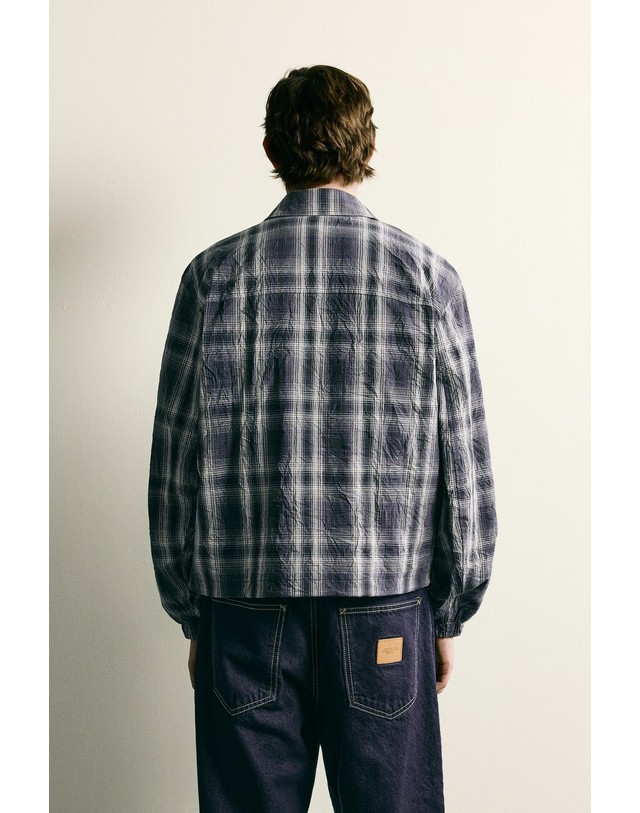 자라 자라 릴렉스핏 체크 코튼 자켓 3046/300/400 BLUE 블루 착용컷