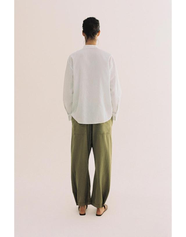 자라 자라 빕 프론트 라운드넥 긴팔 셔츠 1234/792/060 WHITE / NAVY 화이트 착용컷