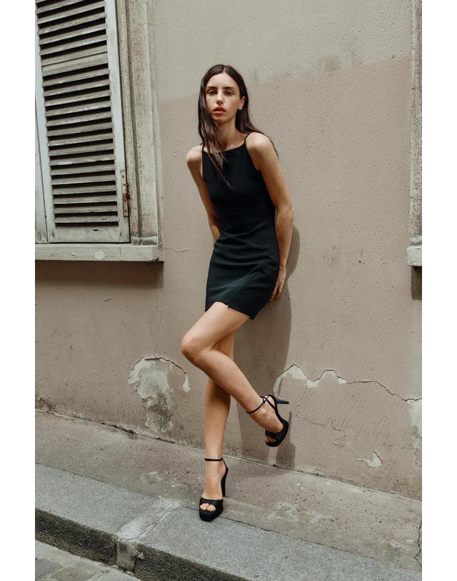 자라 자라 집업 스트레치 미니 원피스 5584/801/800 BLACK 블랙 착용컷