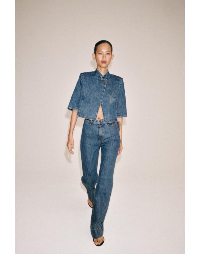 자라 자라 크롭 반팔 데님 블레이저 자켓 4001/058/407 BLUE 블루 착용컷
