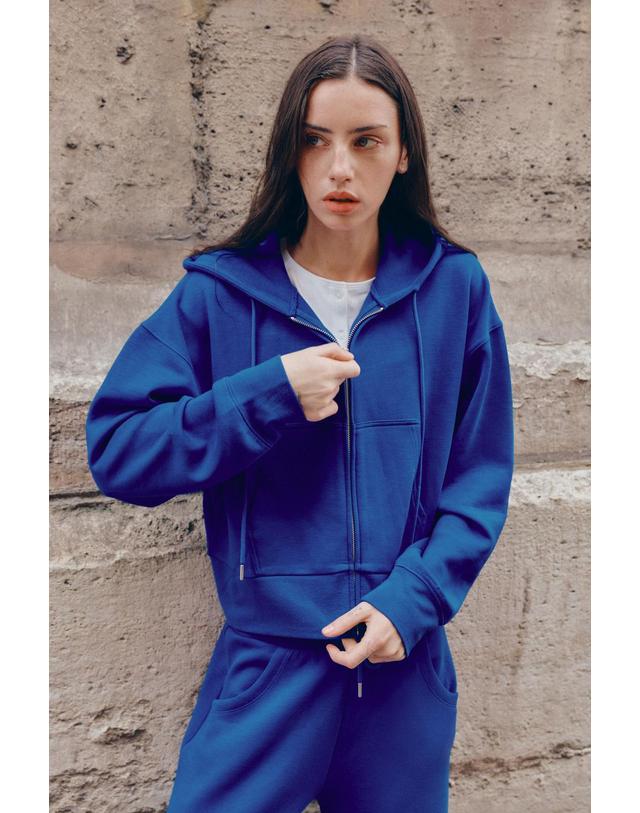 자라 자라 인터록 집업 후드 스웨트셔츠 3641/814/420 BLUISH 블루 착용컷
