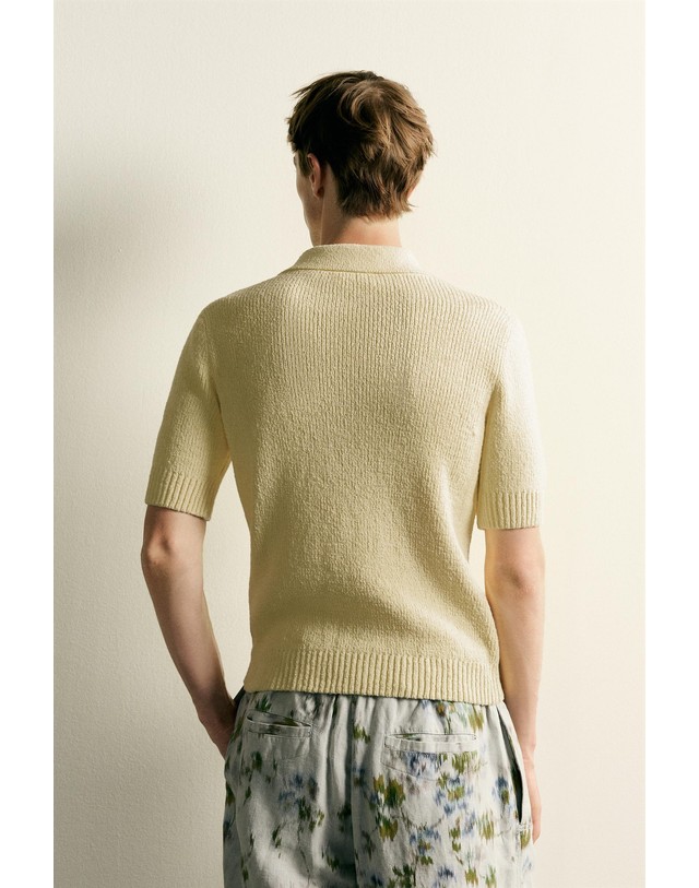 자라 자라 슬림핏 반팔 폴로 니트 셔츠 3003/002/306 LIGHT YELLOW 노랑 착용컷