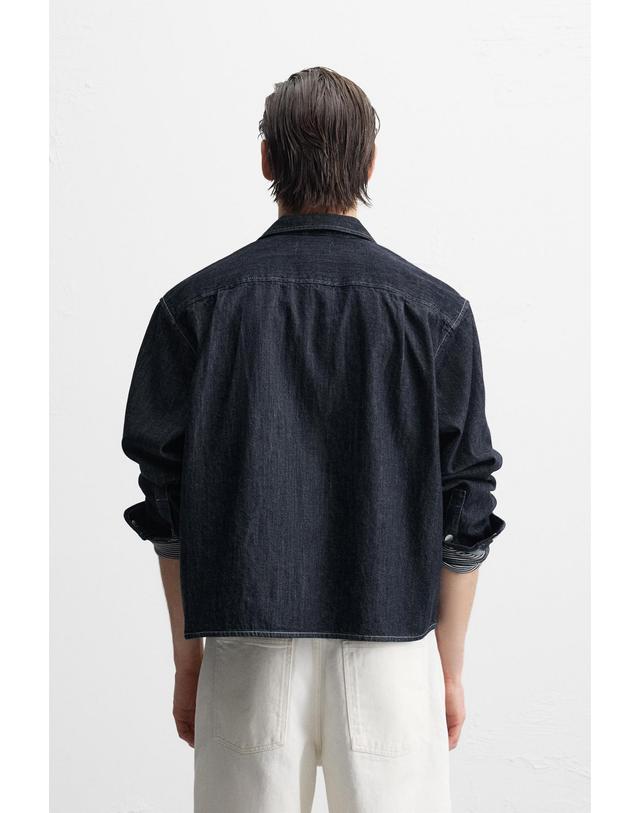 자라 자라 탑스티치 데님 셔츠 6987/415/400 BLUE 멀티컬러 착용컷