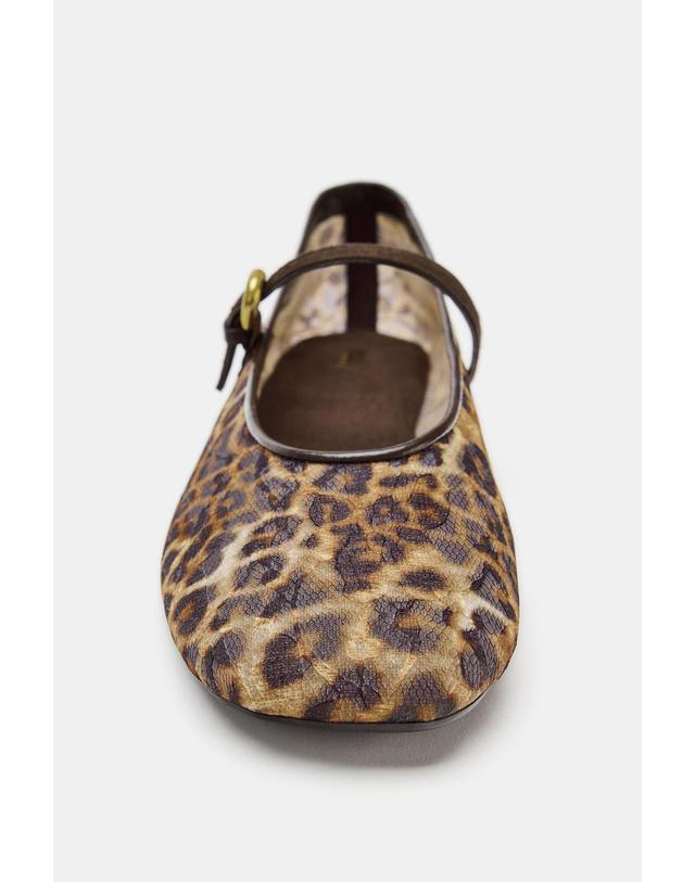 자라 자라 프린트 메쉬 스트랩 발레리나 플랫 2512/810/195 LEOPARD 초콜릿 착용컷