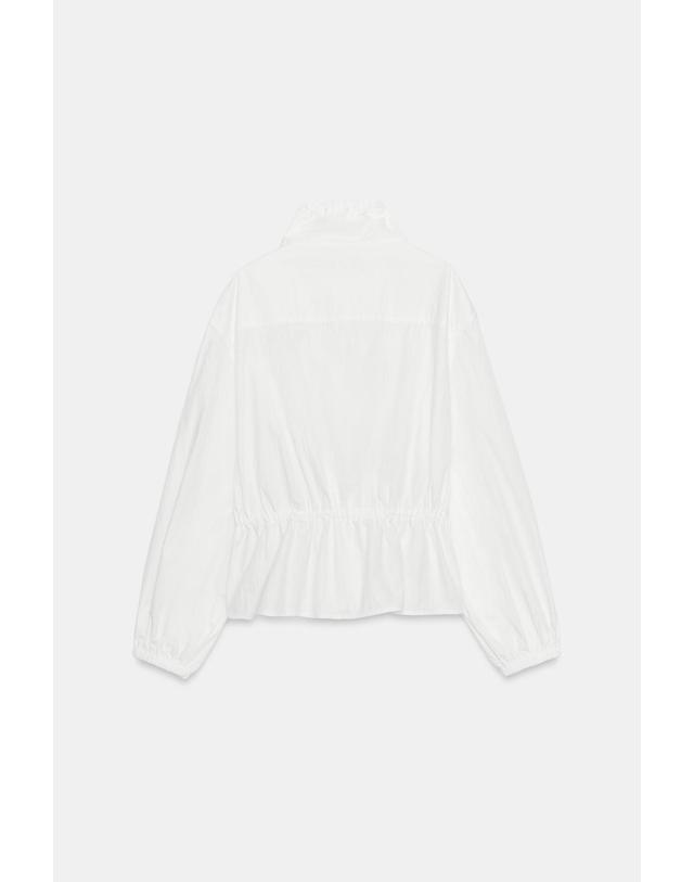 자라 자라 하이넥 드로스트링 나일론 자켓 4772/702/250 WHITE 화이트 착용컷