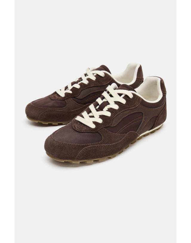 자라 자라 혼합 소재 레이스업 스니커즈 5038/710/700 BROWN 브라운 착용컷
