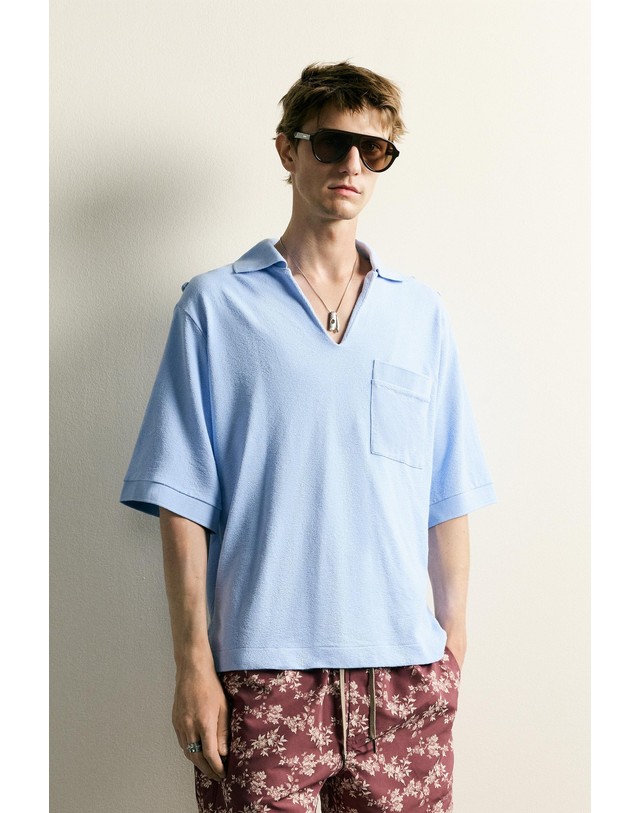 자라 자라 릴렉스핏 반팔 테리 폴로셔츠 4231/004/428 FADED BLUE 블루 착용컷