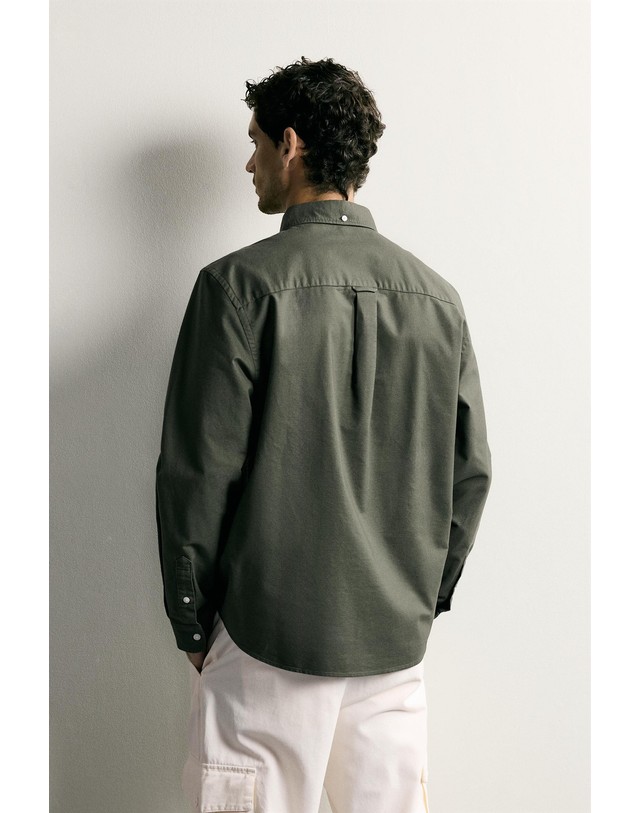 자라 자라 레귤러핏 텍스처 옥스포드 긴팔 셔츠 3277/300/529 DARK GREEN 그린 착용컷