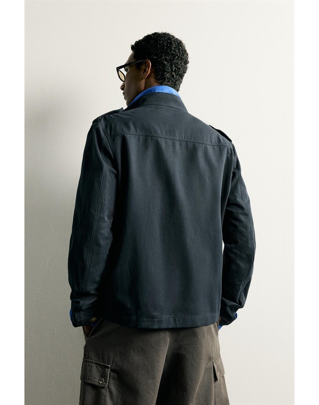 자라 자라 하이넥 패치 포켓 린넨 혼방 자켓 7574/063/401 NAVY BLUE 네이비 착용컷