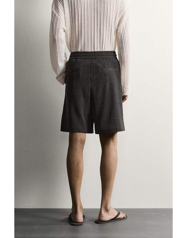 자라 자라 릴렉스핏 텍스처 버뮤다 반바지 7380/321/801 ANTHRACITE GREY 그레이 착용컷
