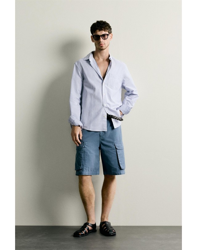 자라 자라 레귤러핏 텍스처 옥스포드 긴팔 셔츠 3277/300/044 BLUE/WHITE 멀티컬러 착용컷