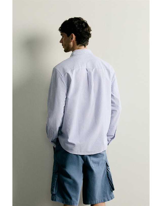 자라 자라 레귤러핏 텍스처 옥스포드 긴팔 셔츠 3277/300/044 BLUE/WHITE 멀티컬러 착용컷