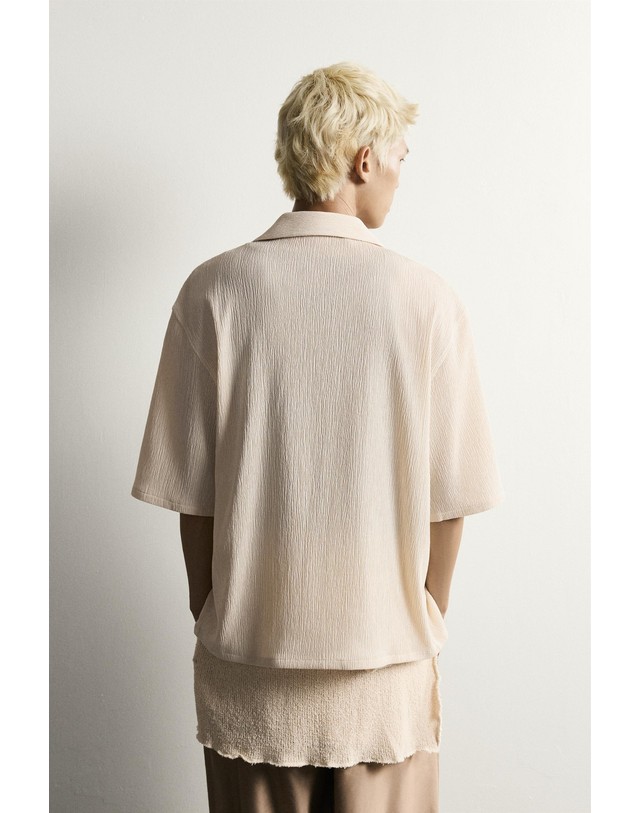 자라 자라 릴렉스핏 텍스처 볼링카라 반팔 셔츠 7380/360/720 BEIGE MARL 베이지 착용컷