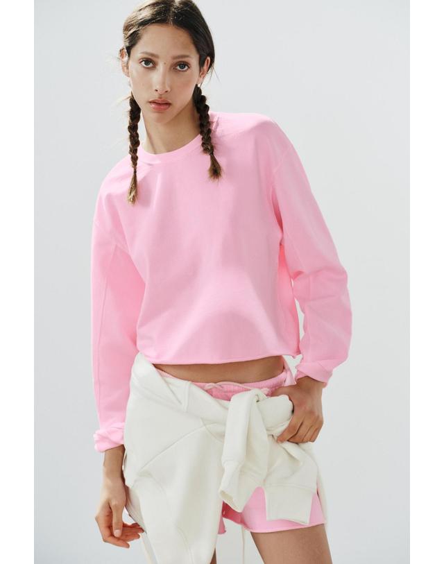 자라 자라 네온 라운드넥 스웨트셔츠 5644/115/460 NEON PINK 핑크 착용컷