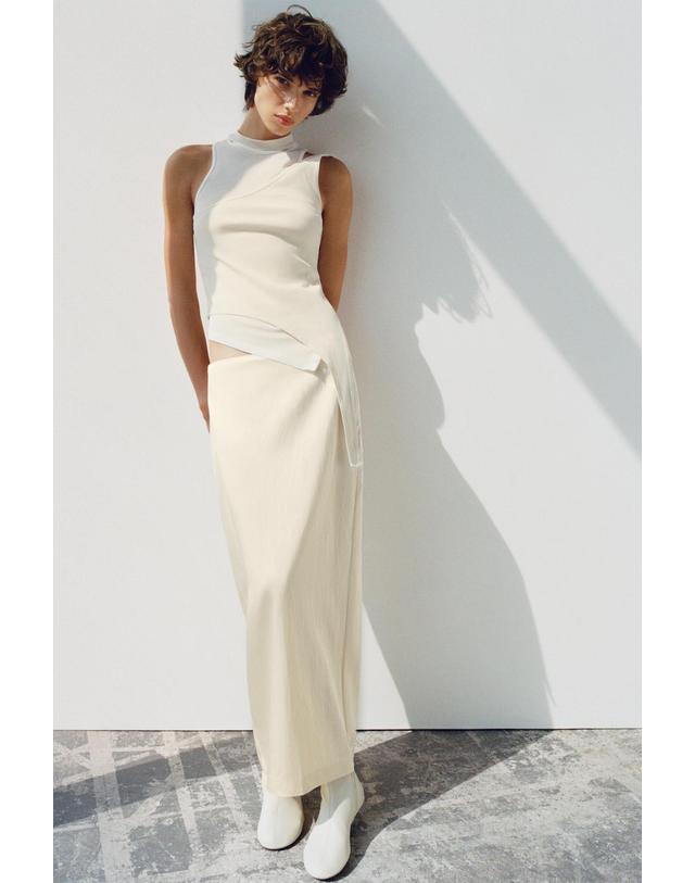 자라 자라 새틴 지퍼 미디 스커트 4391/509/710 BEIGE 베이지 착용컷
