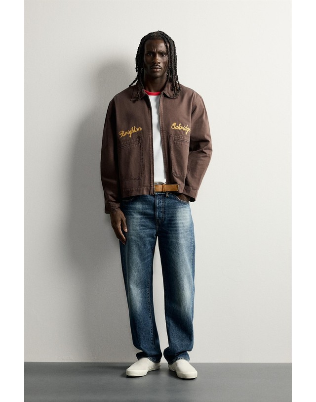 자라 자라 자수 크롭 워시드 이펙트 코튼 자켓 6987/409/700 BROWN 초콜릿 착용컷