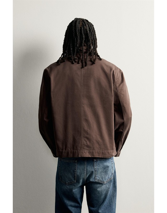 자라 자라 자수 크롭 워시드 이펙트 코튼 자켓 6987/409/700 BROWN 초콜릿 착용컷