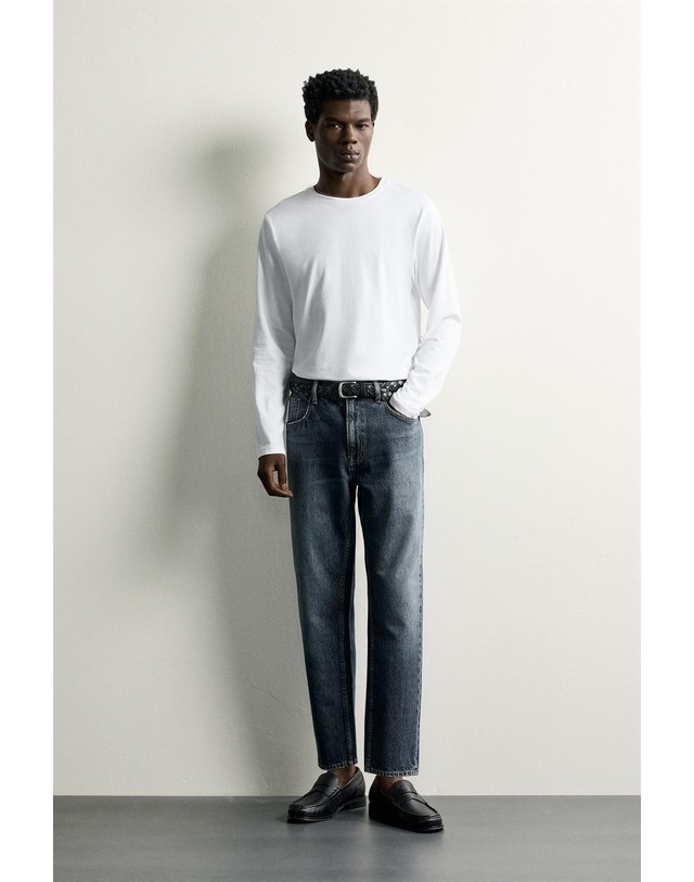 자라 자라 슬림핏 크롭 워시드 데님 청바지 4060/302/401 NAVY BLUE 네이비 착용컷