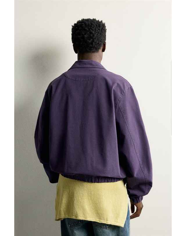 자라 자라 레귤러핏 코튼 집업 블루종 재킷 4028/179/654 DARK PURPLE 퍼플 착용컷