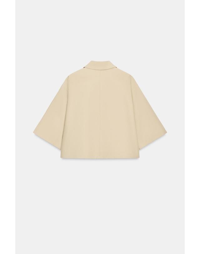 자라 자라 크롭 히든 버튼 반팔 자켓 0155/243/450 BEIGE 베이지 착용컷
