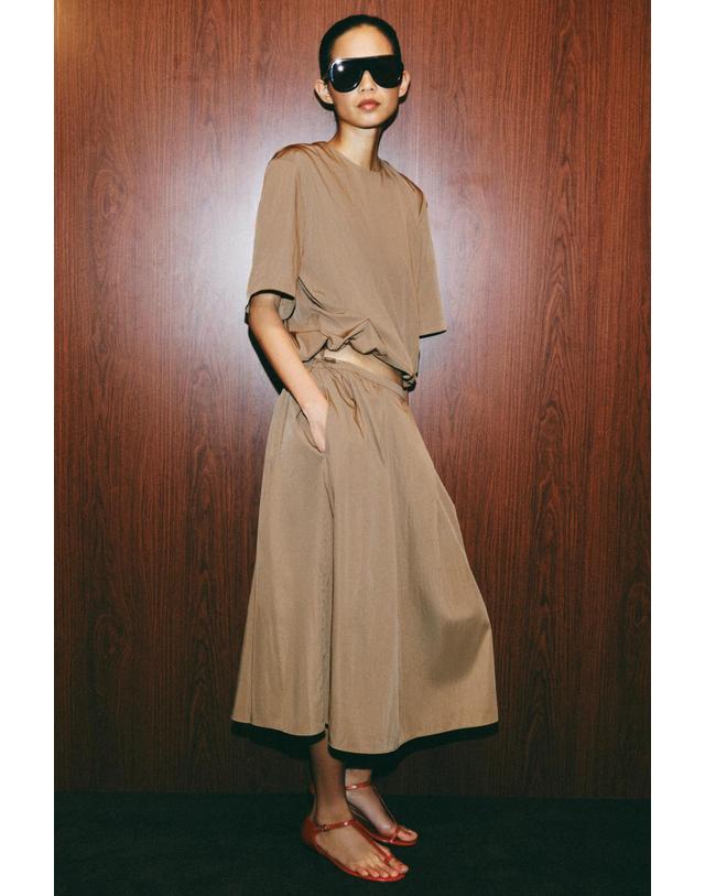 자라 자라 나일론 A라인 미디 스커트 4043/464/737 BROWN / TAUPE 베이지 착용컷