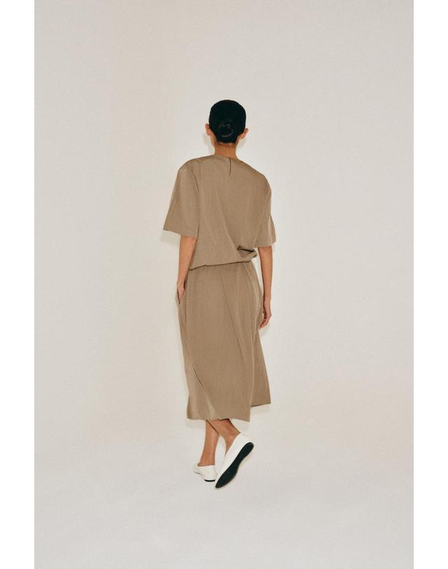 자라 자라 나일론 A라인 미디 스커트 4043/464/737 BROWN / TAUPE 베이지 착용컷