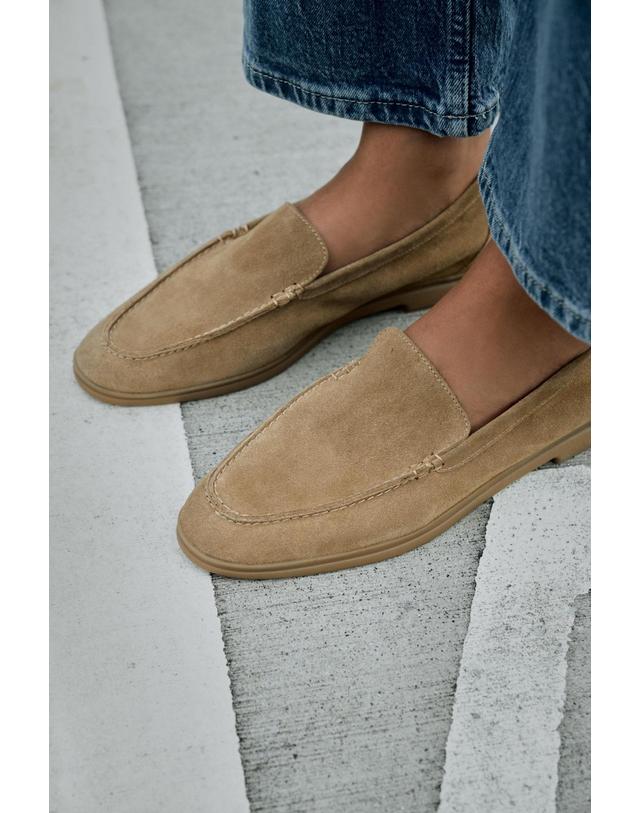 자라 자라 스플릿 스웨이드 플랫 로퍼 2504/810/107 SAND BROWN 베이지 착용컷