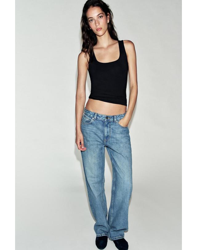 자라 자라 슬림핏 라운드넥 민소매 탑 3905/681/800 BLACK 블랙 착용컷
