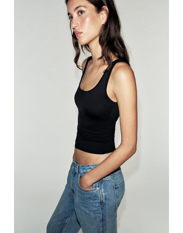 자라 자라 슬림핏 라운드넥 민소매 탑 3905/681/800 BLACK 블랙 착용컷