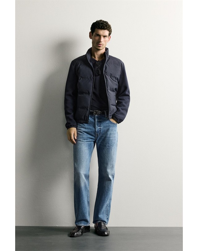 자라 자라 집업 콤비 숏 패딩 자켓 6096/800/401 NAVY BLUE 네이비 착용컷