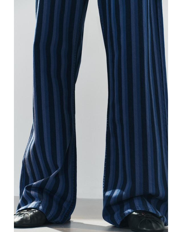 자라 자라 스트라이프 와이드핏 청바지 6929/211/105 STRIPES 멀티컬러 착용컷