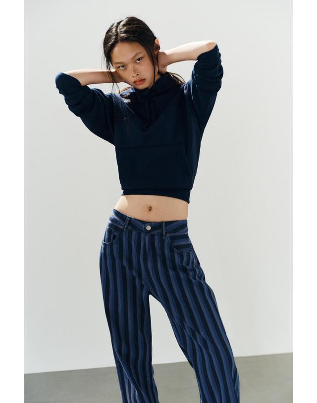 자라 자라 스트라이프 와이드핏 청바지 6929/211/105 STRIPES 멀티컬러 착용컷