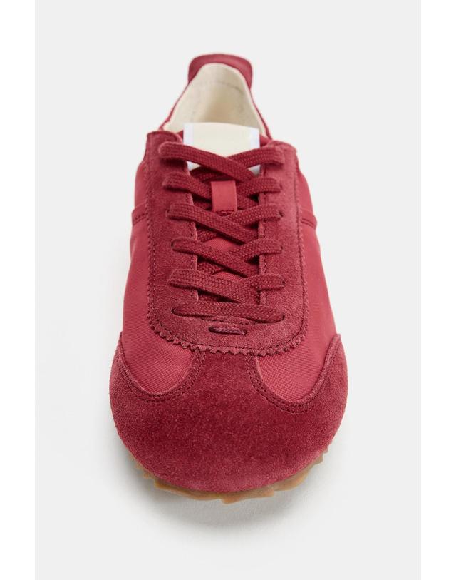 자라 자라 엘라스틱 힐 레이스업 스니커즈 5048/810/025 BURGUNDY RED 레드 착용컷