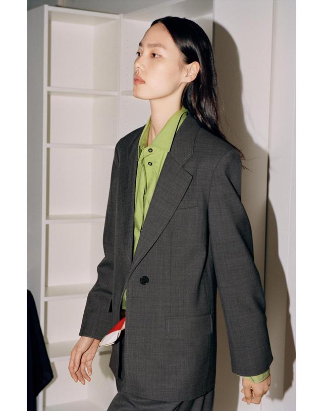 자라 자라 울 혼방 스트레이트 라펠 블레이저 7070/806/803 GREY MARL 그레이 착용컷