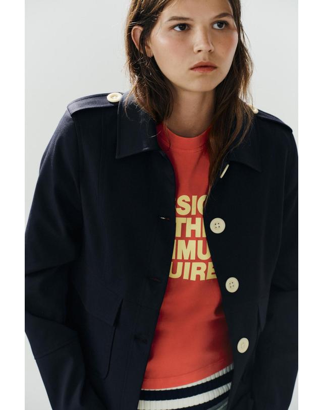 자라 자라 배색 버튼 플랩 포켓 크롭 블레이저 4840/700/422 DARK NAVY 네이비 착용컷