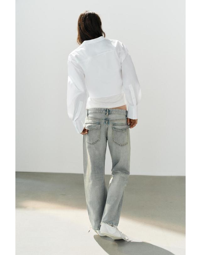 자라 자라 크롭 디스트로이드 청바지 8727/215/485 BLUE / GREY 블루 착용컷