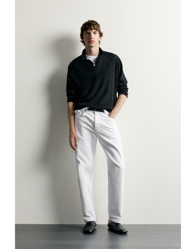 자라 자라 레귤러핏 스트레이트 데님 팬츠 4470/350/251 OYSTER-WHITE 화이트 착용컷