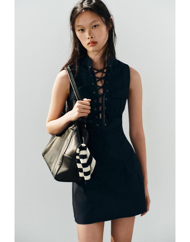 자라 자라 크로스 스트랩 민소매 미니 원피스 4764/230/401 NAVY BLUE 네이비 착용컷