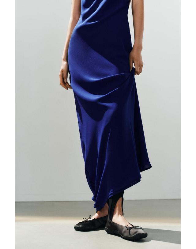 자라 자라 홀터넥 백스트랩 롱 원피스 4772/206/415 NEON BLUE 블루 착용컷