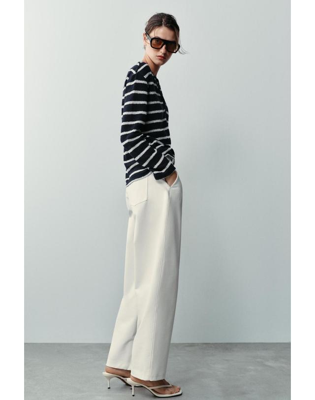 자라 자라 스트라이프 헨리넥 긴팔 티셔츠 1165/750/044 BLUE/WHITE 멀티컬러 착용컷