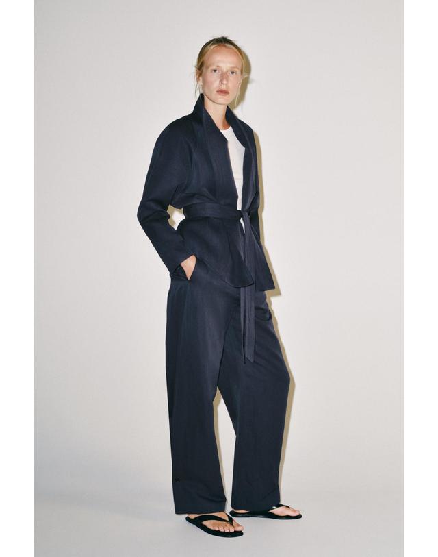 자라 자라 린넨 혼방 벨트 블레이저 3736/249/401 NAVY BLUE 네이비 착용컷