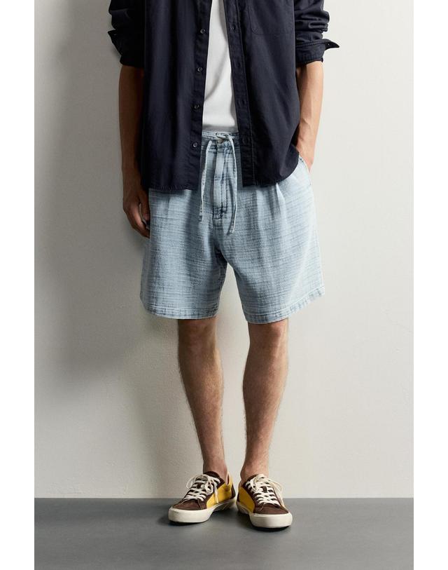 자라 자라 소프트 릴렉스핏 코튼 플리츠 반바지 7446/395/406 LIGHT BLUE 블루 착용컷