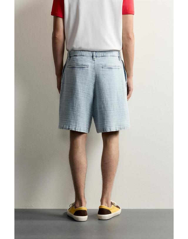 자라 자라 소프트 릴렉스핏 코튼 플리츠 반바지 7446/395/406 LIGHT BLUE 블루 착용컷