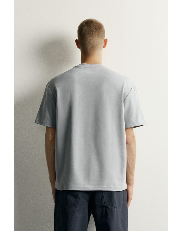 자라 자라 릴렉스핏 인터록 라운드넥 반팔 티셔츠 5584/471/809 MID-GREY 그레이 착용컷